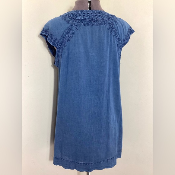 L’affaire Chambray Embroidered Boho Top Size M - Picture 3 of 14